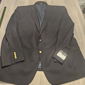 Jos. A. Bank 58L Black Gold Button 100% Wool Mens Blazer Jacket Sport Coat